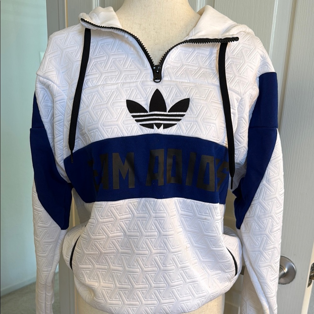 Adidas White and Navy Pullover